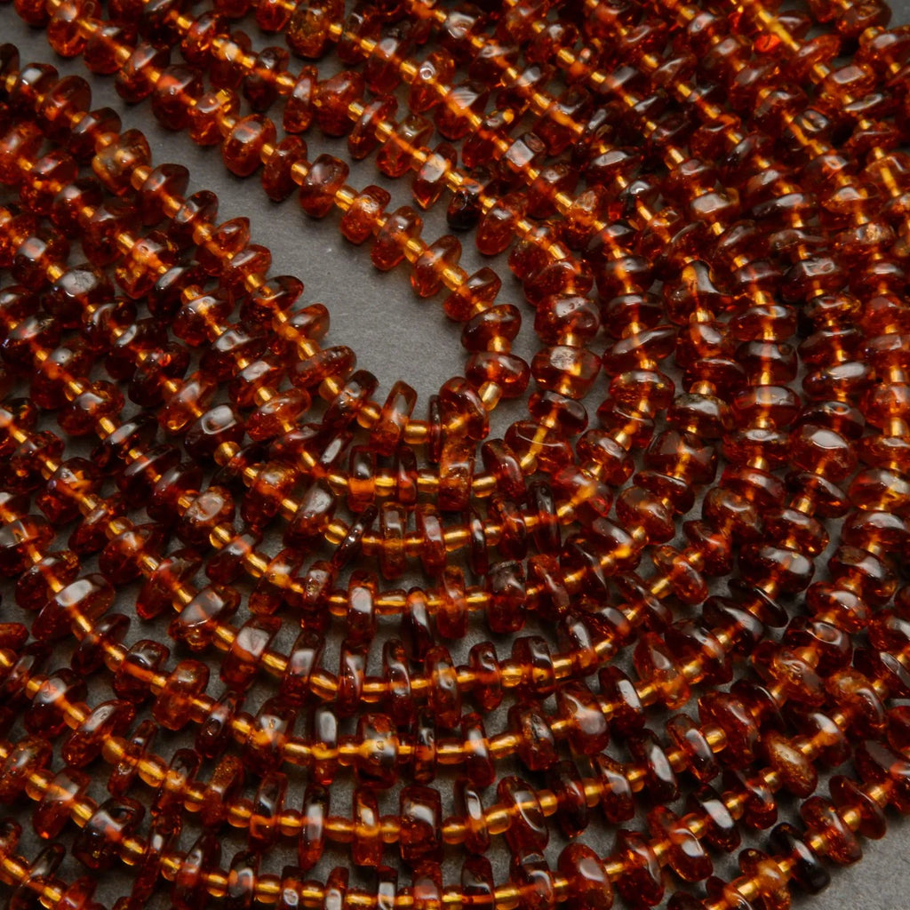 Golden brown amber beads.