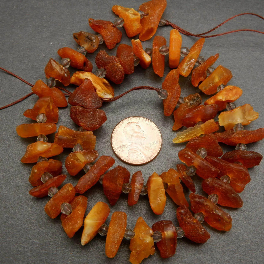 Brown amber beads.
