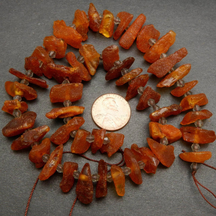 Brown amber beads.