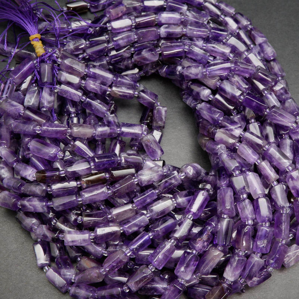 Amethyst Tube Shape Beads.