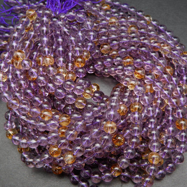 Ametrine and citrine beads.