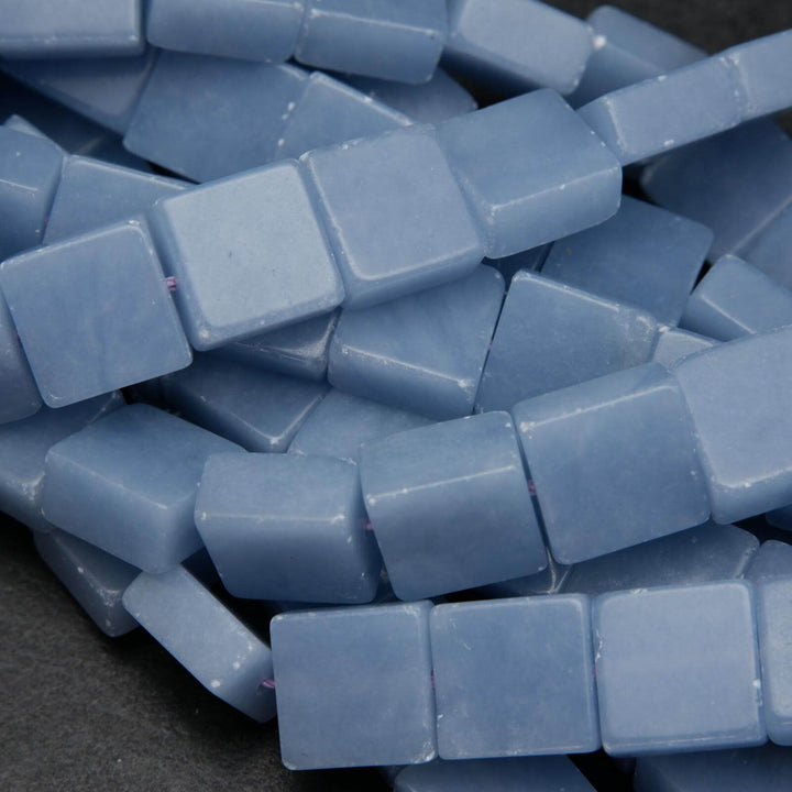 Angelite · Smooth · Square Tile · 8mm, 10mm, 12mm **CLEARANCE**, Bead, Tejas Beads