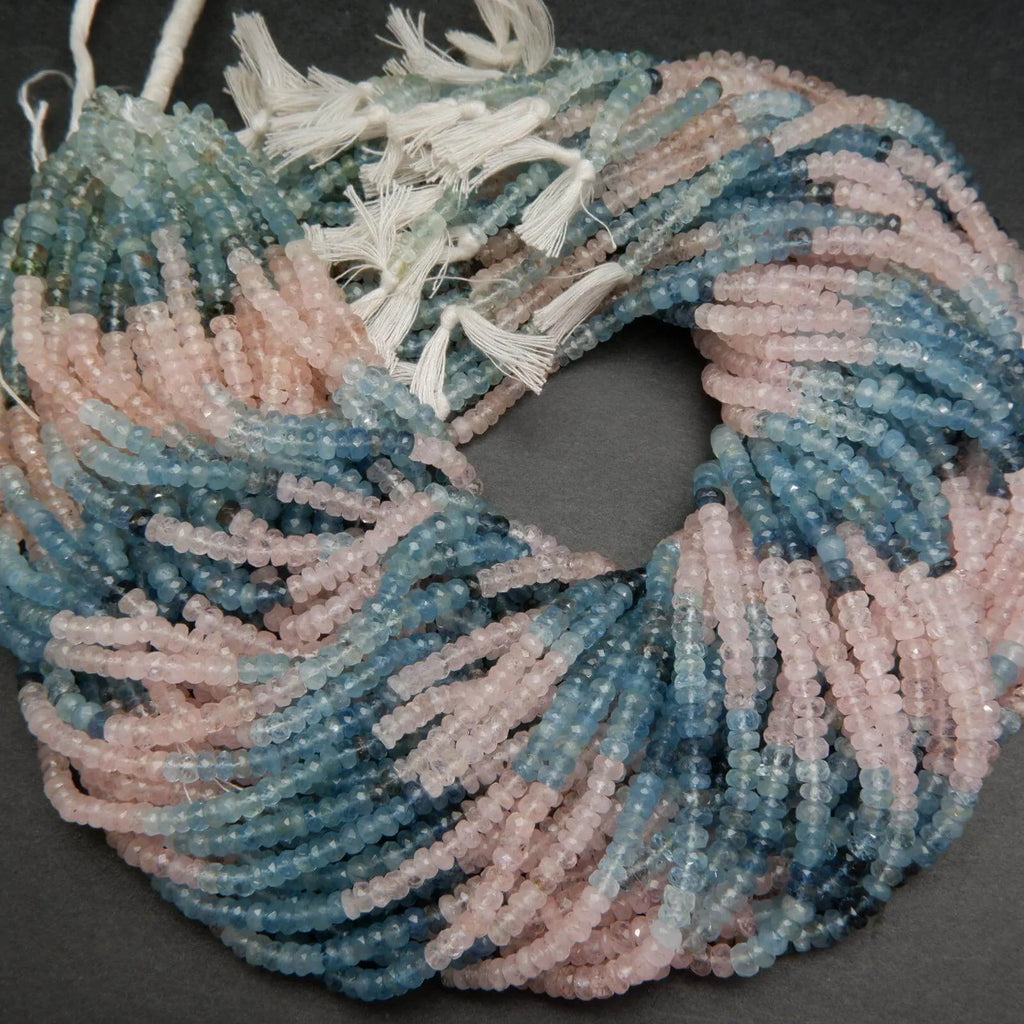 Aquamarine and morganite beads.
