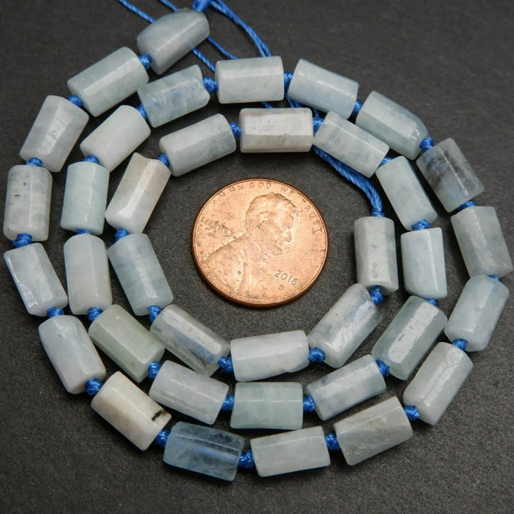 Aquamarine beads.