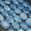 Blue hand faceted freeform oval aquamarine beads.