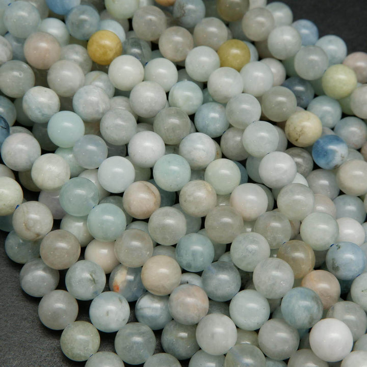 Multicolor Round Aquamarine Beads.