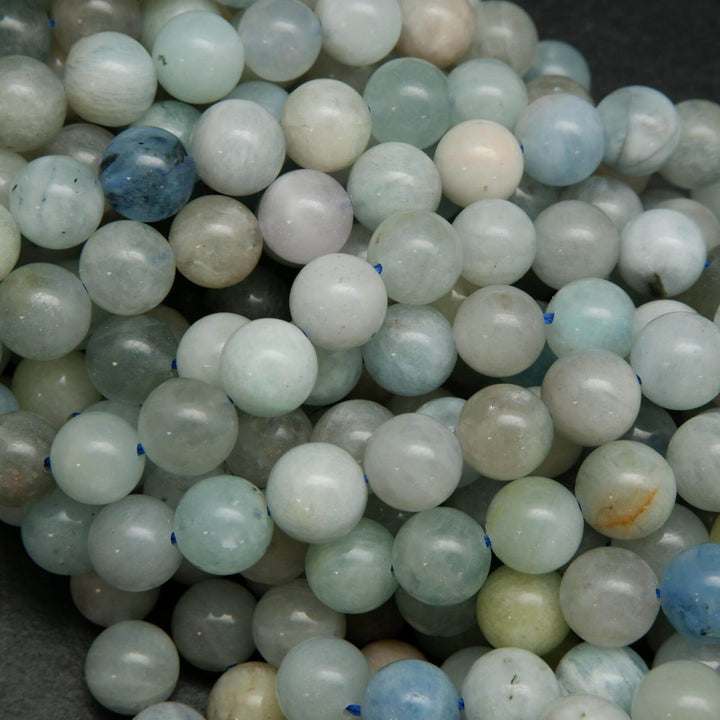 Multicolor Round Aquamarine Beads.