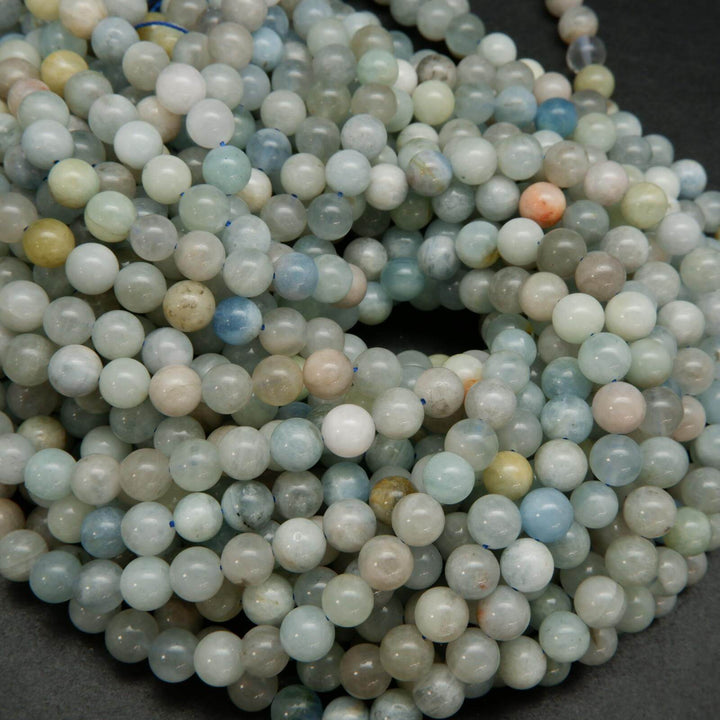 Multicolor Round Aquamarine Beads.