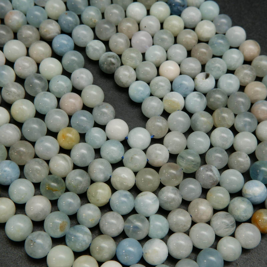 Multicolor Round Aquamarine Beads.