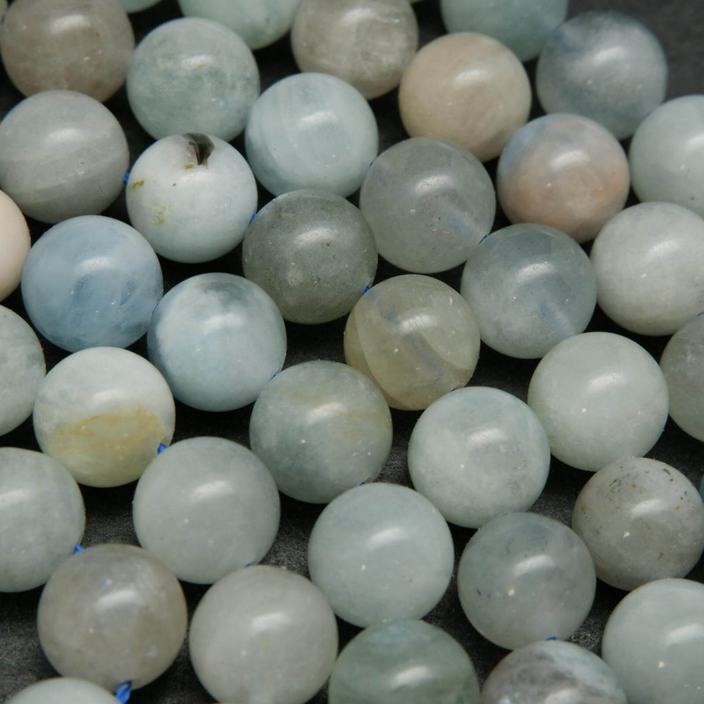 Multicolor Round Aquamarine Beads.