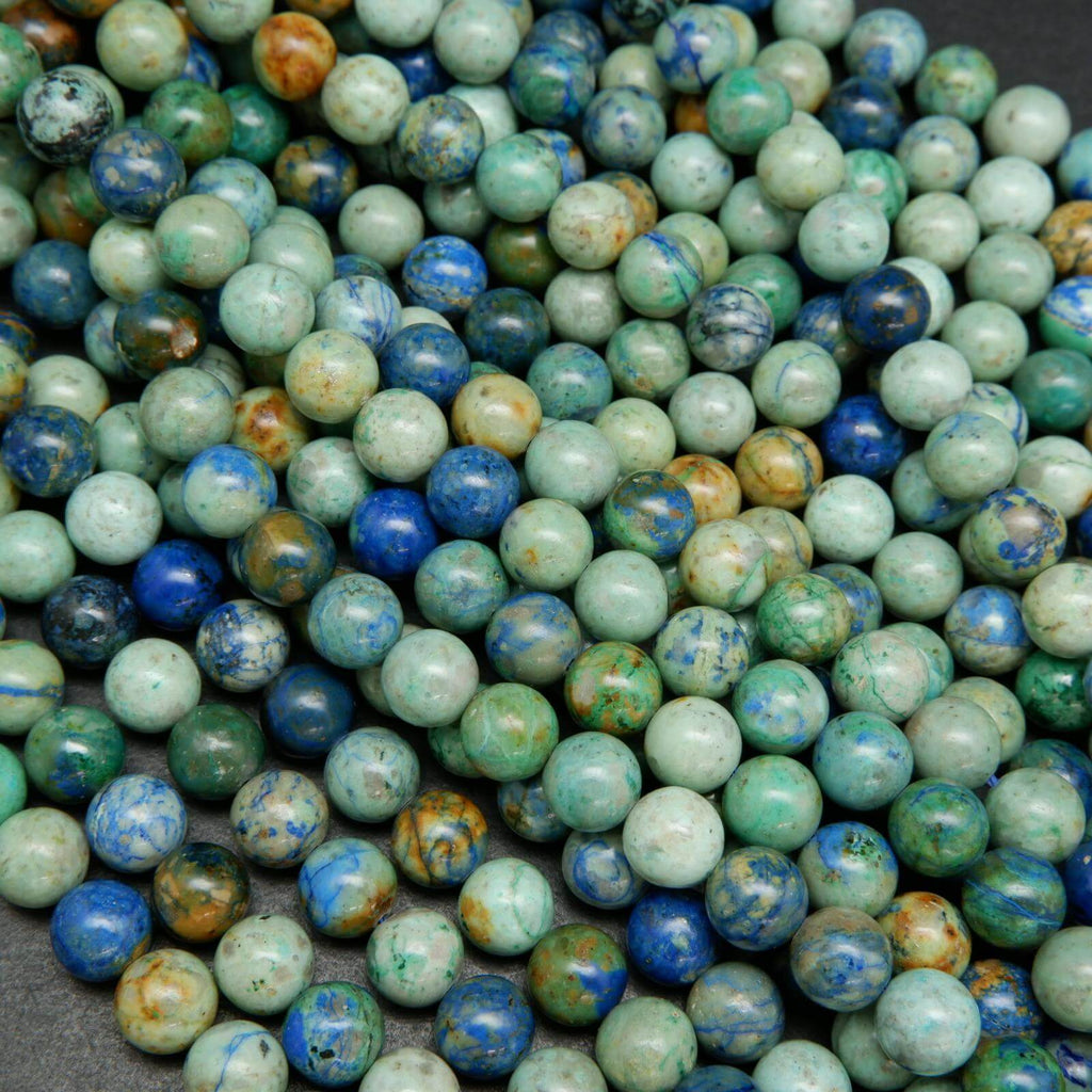Green and blue azurite beads.