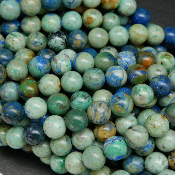 Green and blue azurite beads.