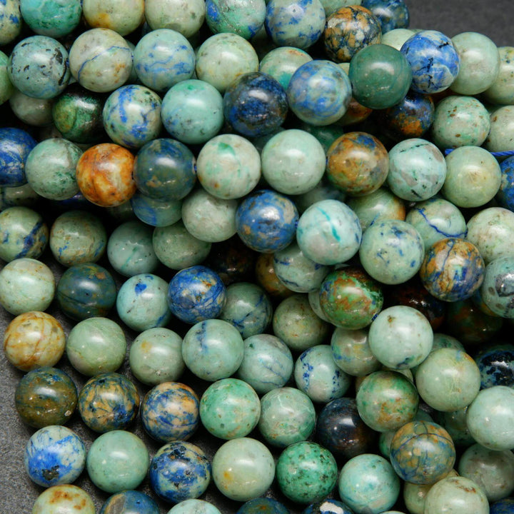 Green and blue azurite beads.