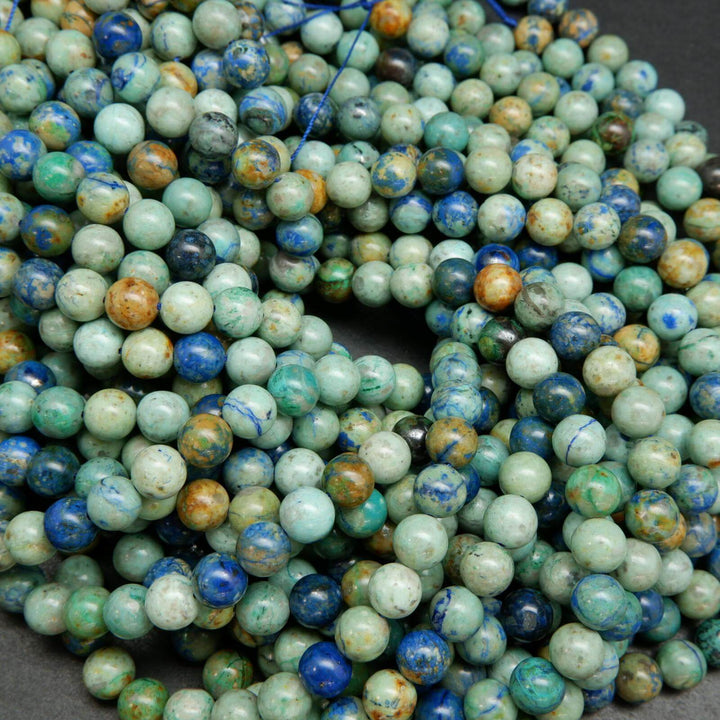 Green and blue azurite beads.