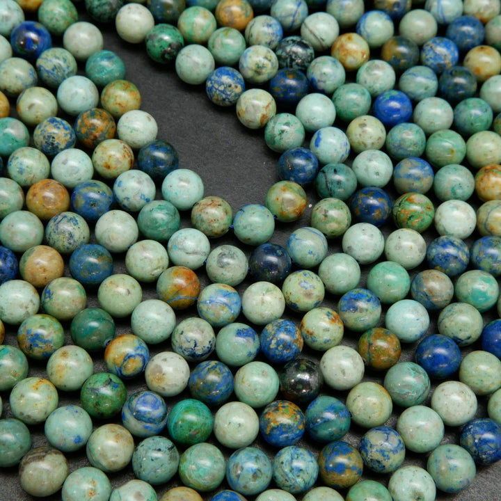 Green and blue azurite beads.