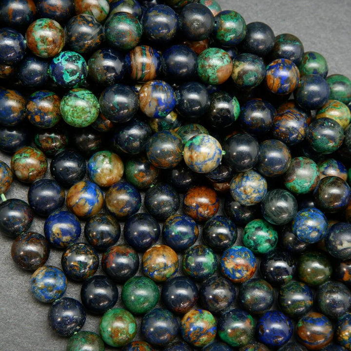 Multicolor azurite malachite beads for handmade jewelry.