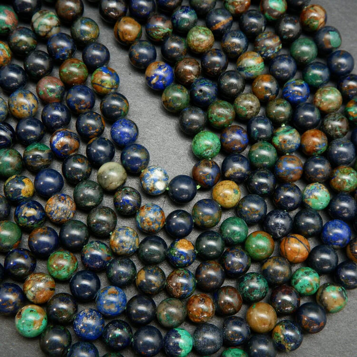 Multicolor azurite malachite beads for handmade jewelry.