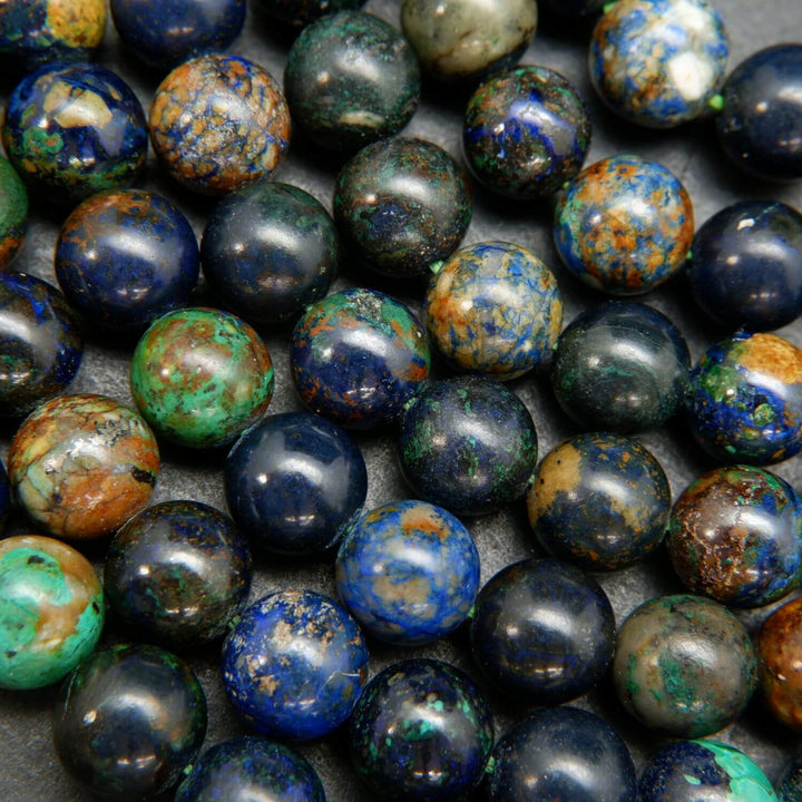 Multicolor azurite malachite beads for handmade jewelry.
