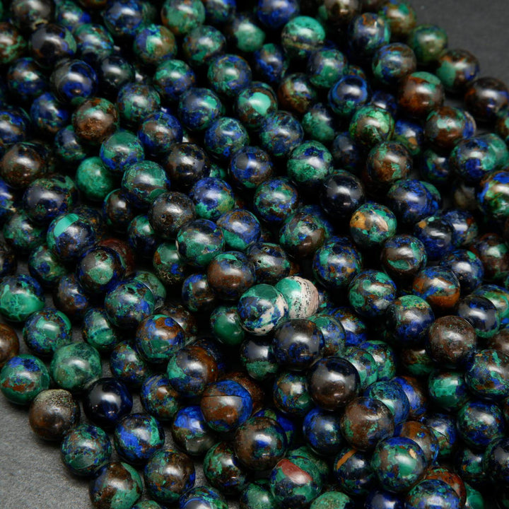 Round Azurite Malachite Beads.