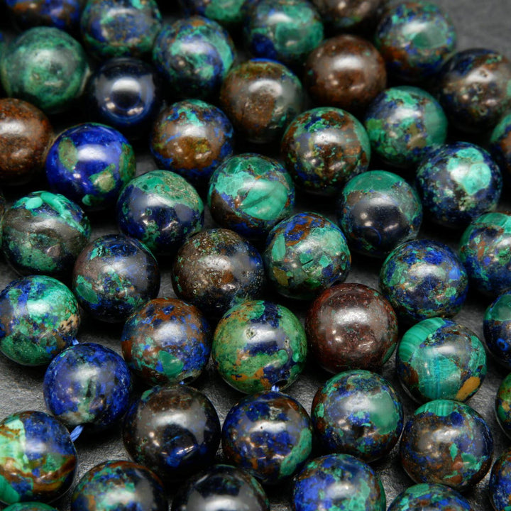 Round Azurite Malachite Beads.