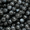 Faceted Black Labradorite Larvikite Beads.