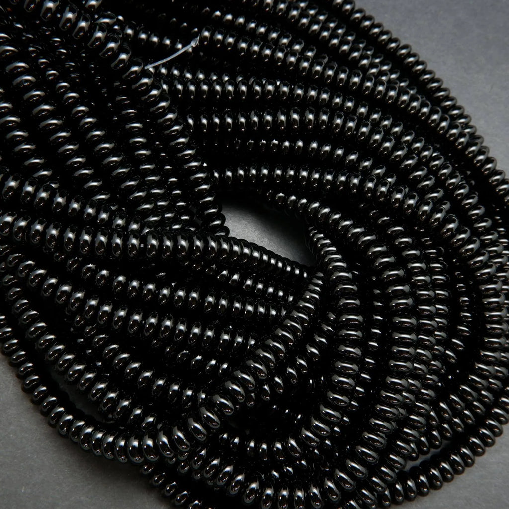 Black Onyx Rondelle Beads