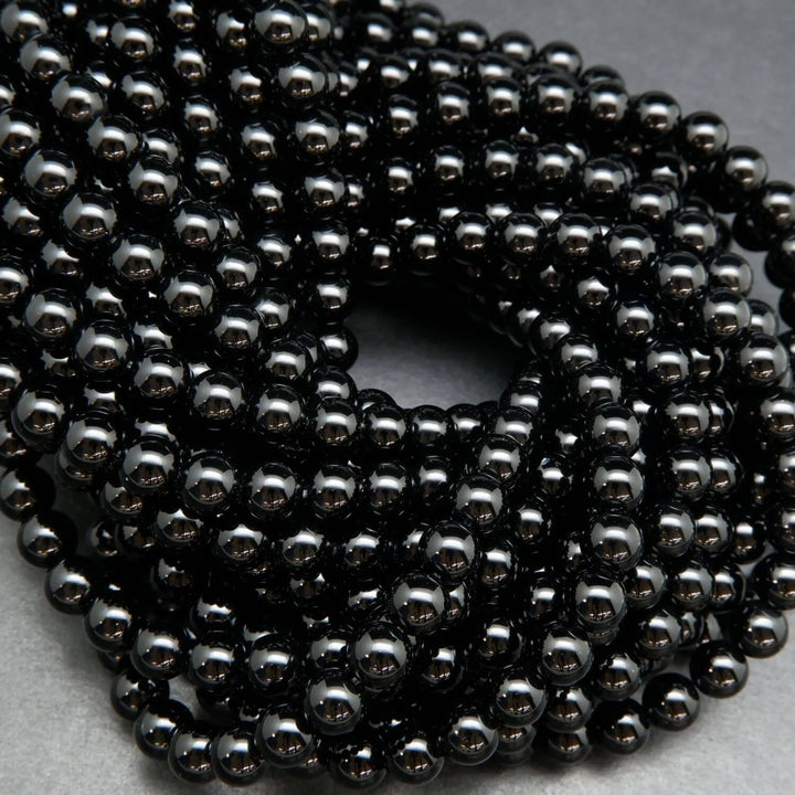 Black onyx round loose beads.