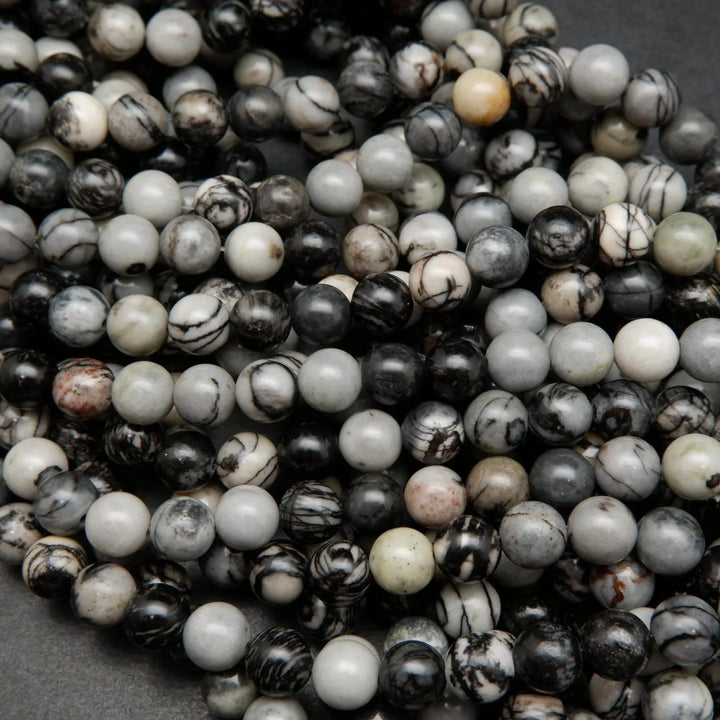Black Picasso Jasper Beads