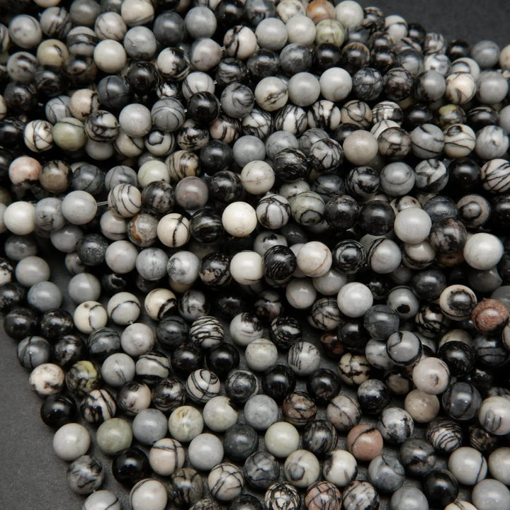 Black Picasso Jasper Beads