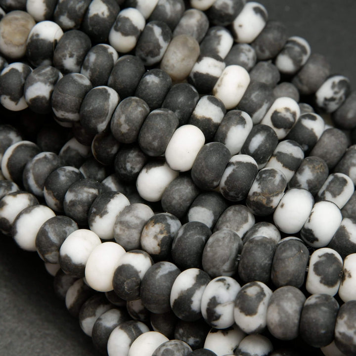 Black & White Zebra Jasper Rondelle Beads