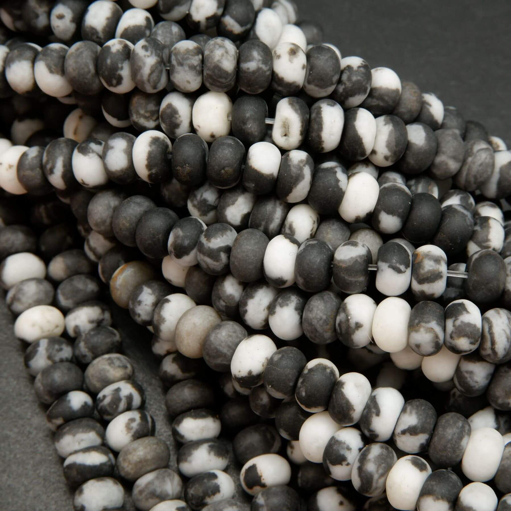 Black & White Zebra Jasper Rondelle Beads
