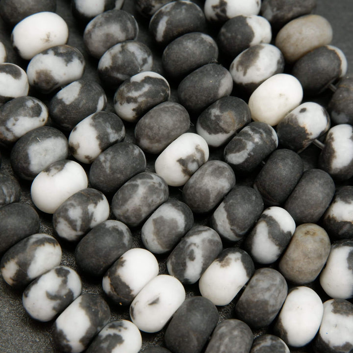 Black & White Zebra Jasper Rondelle Beads