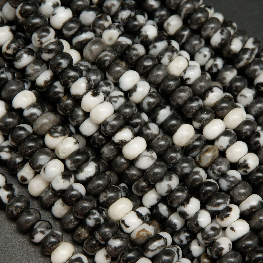 Black & White Zebra Jasper · Smooth · Rondelle · 6mm, 8mm, Bead, Tejas Beads