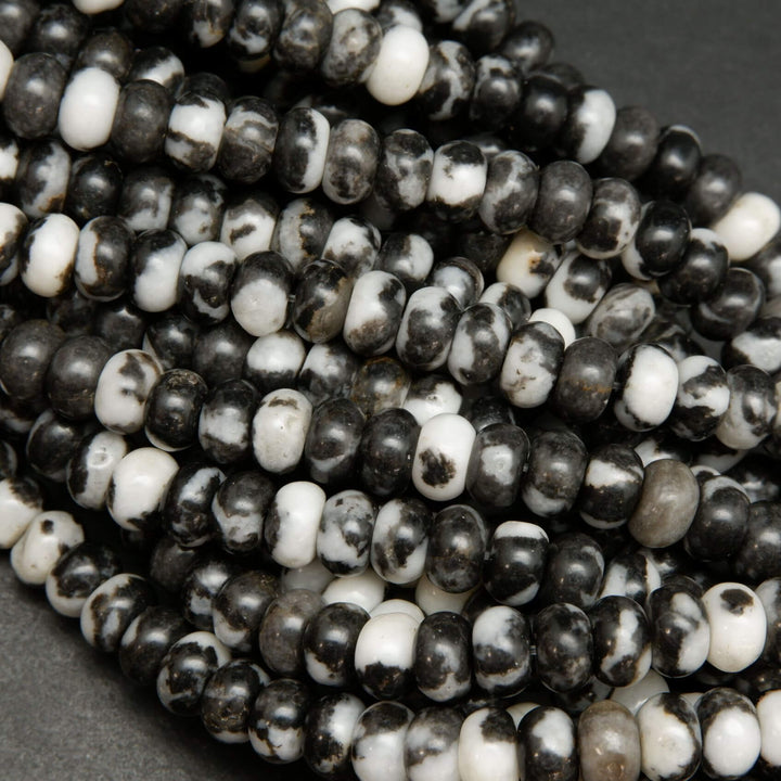 Black & White Zebra Jasper · Smooth · Rondelle · 6mm, 8mm, Bead, Tejas Beads