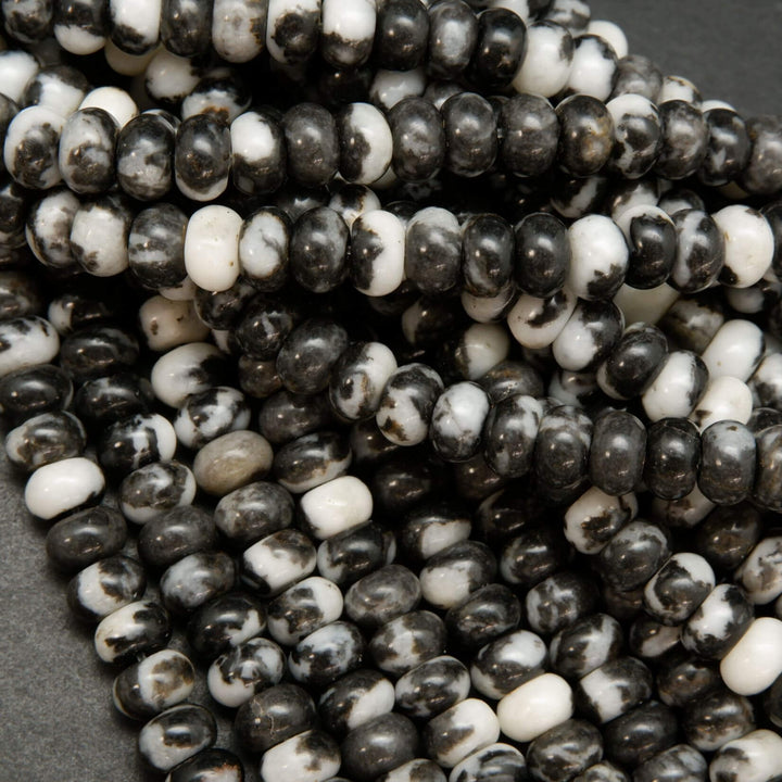 Black & White Zebra Jasper · Smooth · Rondelle · 6mm, 8mm, Bead, Tejas Beads