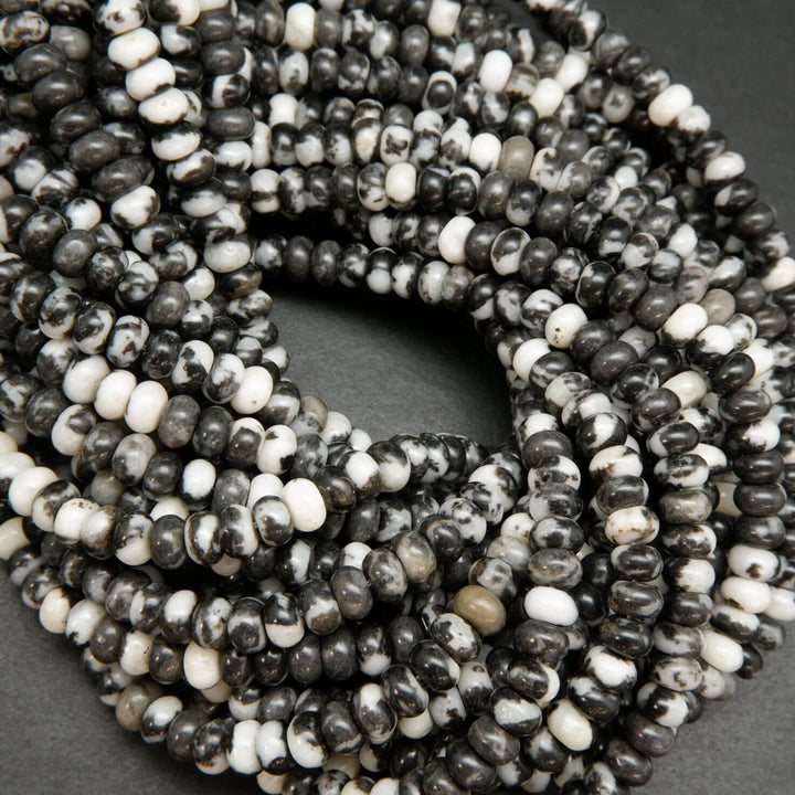 Black & White Zebra Jasper · Smooth · Rondelle · 6mm, 8mm, Bead, Tejas Beads
