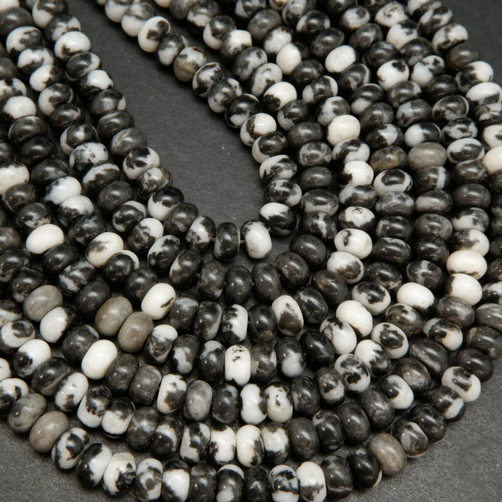Black & White Zebra Jasper · Smooth · Rondelle · 6mm, 8mm, Bead, Tejas Beads
