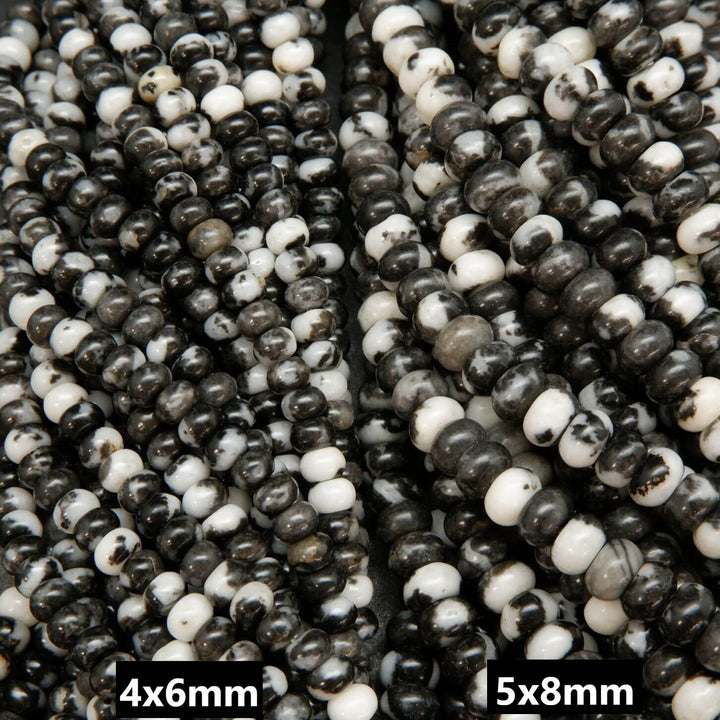Black & White Zebra Jasper · Smooth · Rondelle · 6mm, 8mm, Bead, Tejas Beads