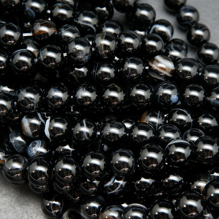 Black Sardonyx Agate Beads