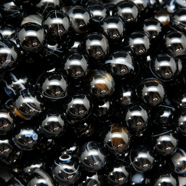 Black Sardonyx Agate Beads