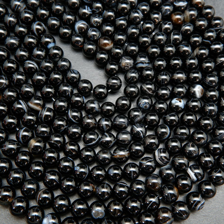 Black Sardonyx Agate Beads