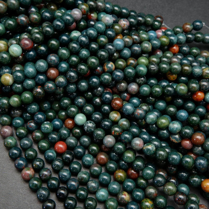Bloodstone · Smooth · Round · 4mm, 6mm, 8mm, 10mm, Bead, Tejas Beads