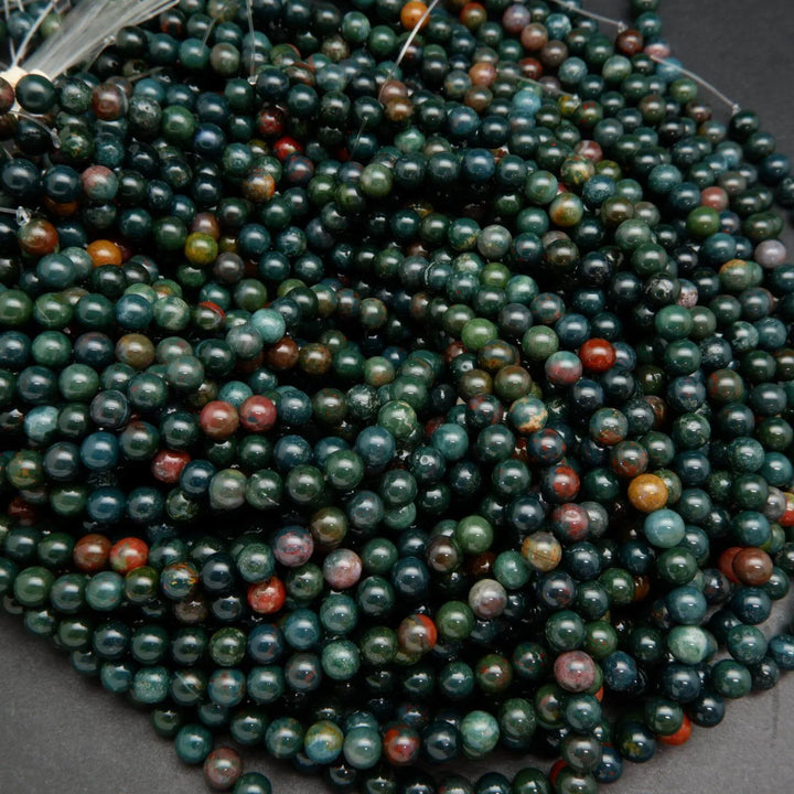 Bloodstone · Smooth · Round · 4mm, 6mm, 8mm, 10mm, Bead, Tejas Beads
