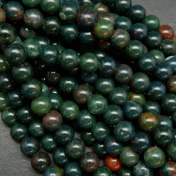 Green and red bloodstone large hole beads.