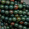 Green and red bloodstone large hole beads.