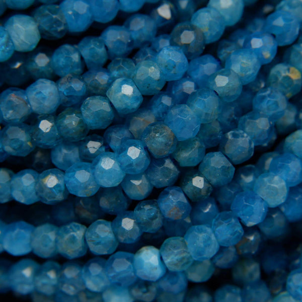 Blue apatite rondelle beads.
