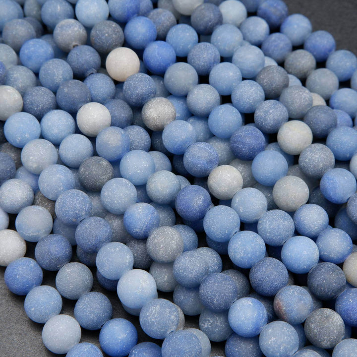 Matte finished mixes blue aventurine beads.