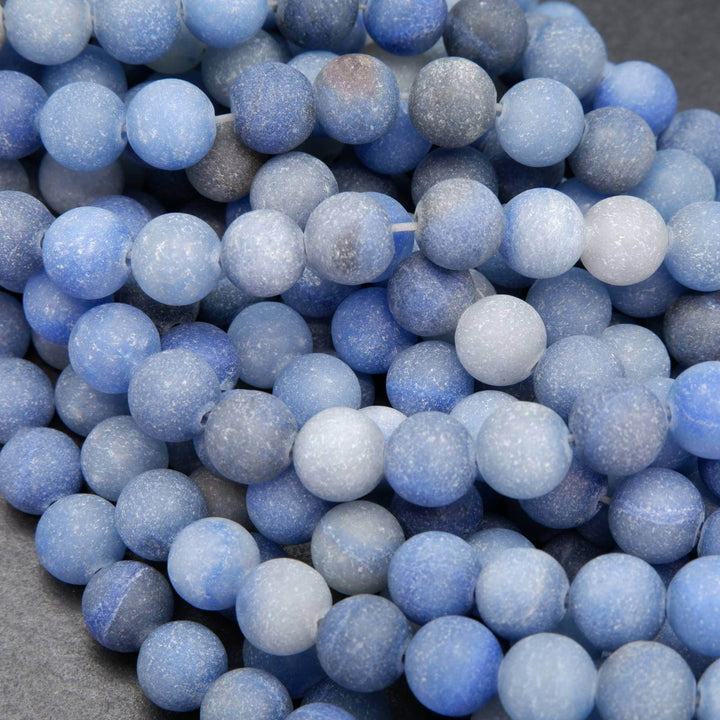 Matte finished mixes blue aventurine beads.