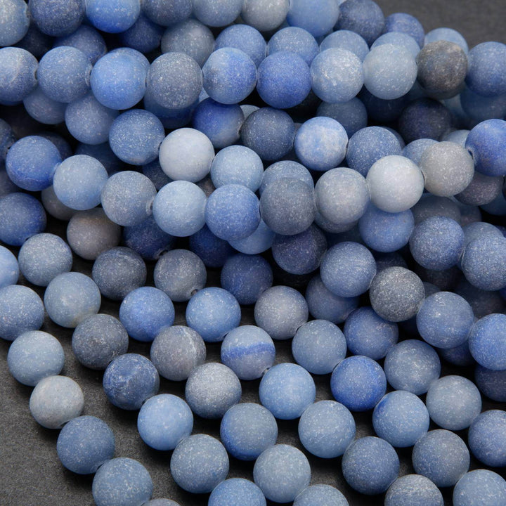 Matte finished mixes blue aventurine beads.