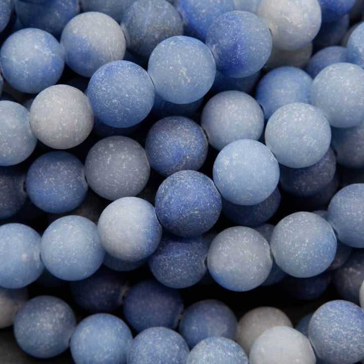 Matte finished mixes blue aventurine beads.